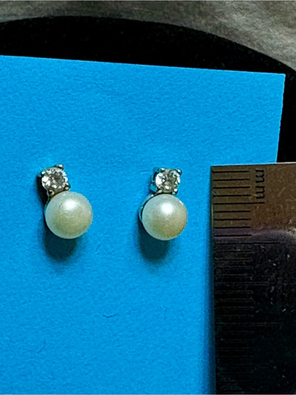 Genuine Classic Pearl Sterling Cubic Zirconia Drop Stud Earrings Dainty Chic - Picture 8 of 9